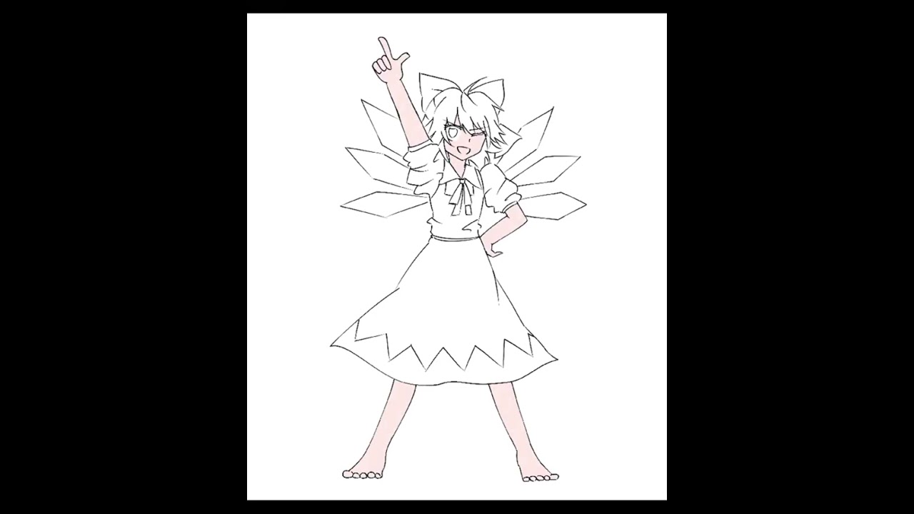 Drawing Cirno from Touhou project! #shorts #art #drawing #anime #touhou #animeart