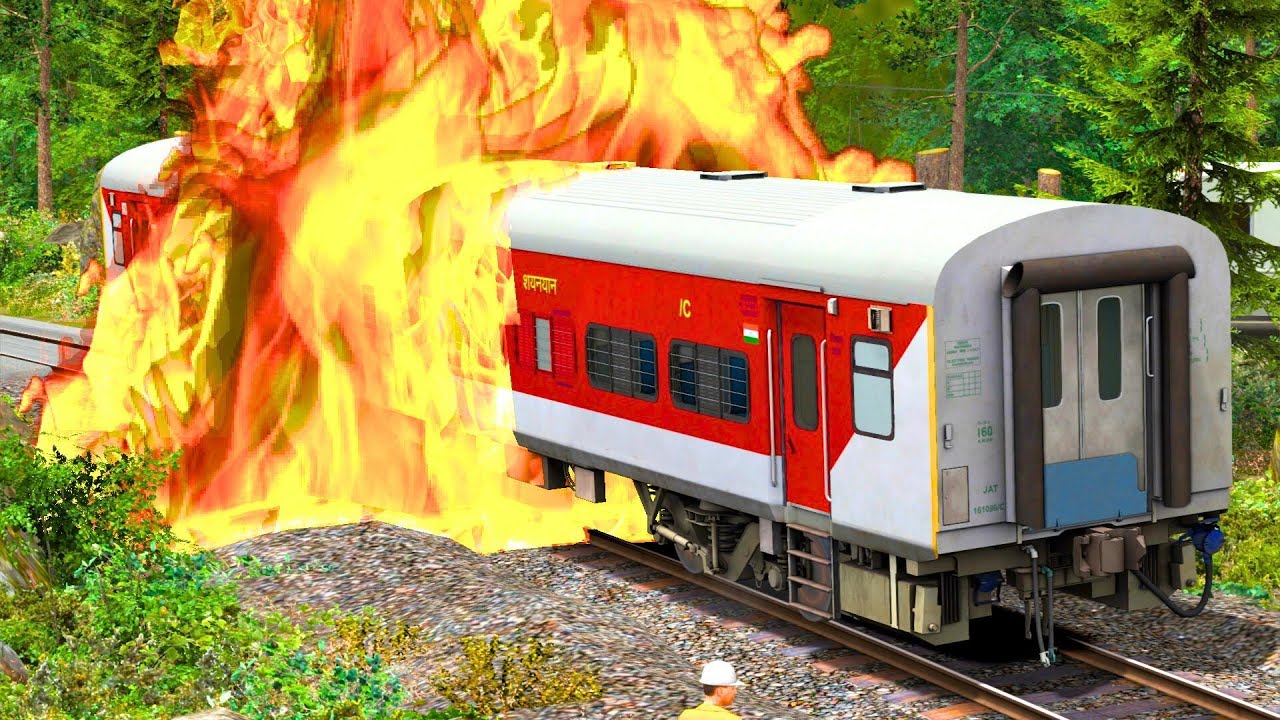 LHB RED TRAIN FIRED RESCUED BY WDM3D | BUMPY RAILROAD Train Simulator | Railworks | NTG GAMING