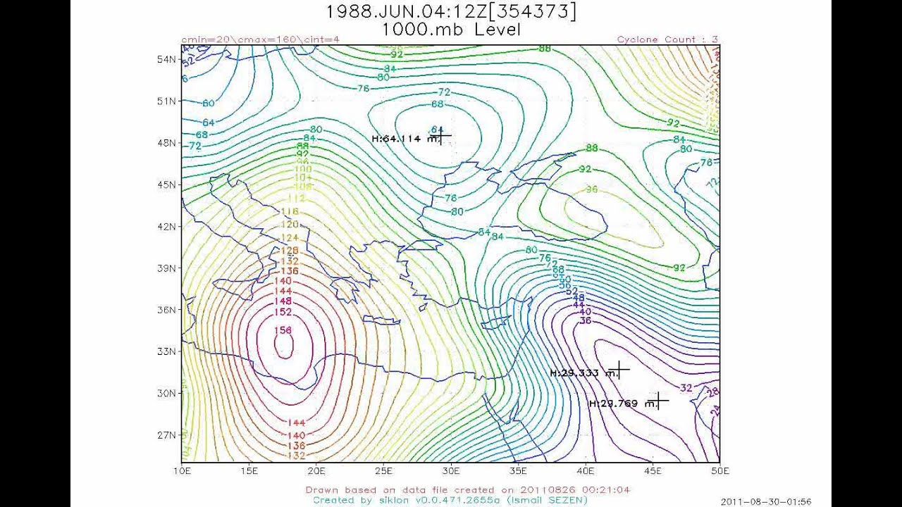 Cyclone Locations + Year: 1988, Level: 1000mb. Time Interval:1 hour - Time Lapse