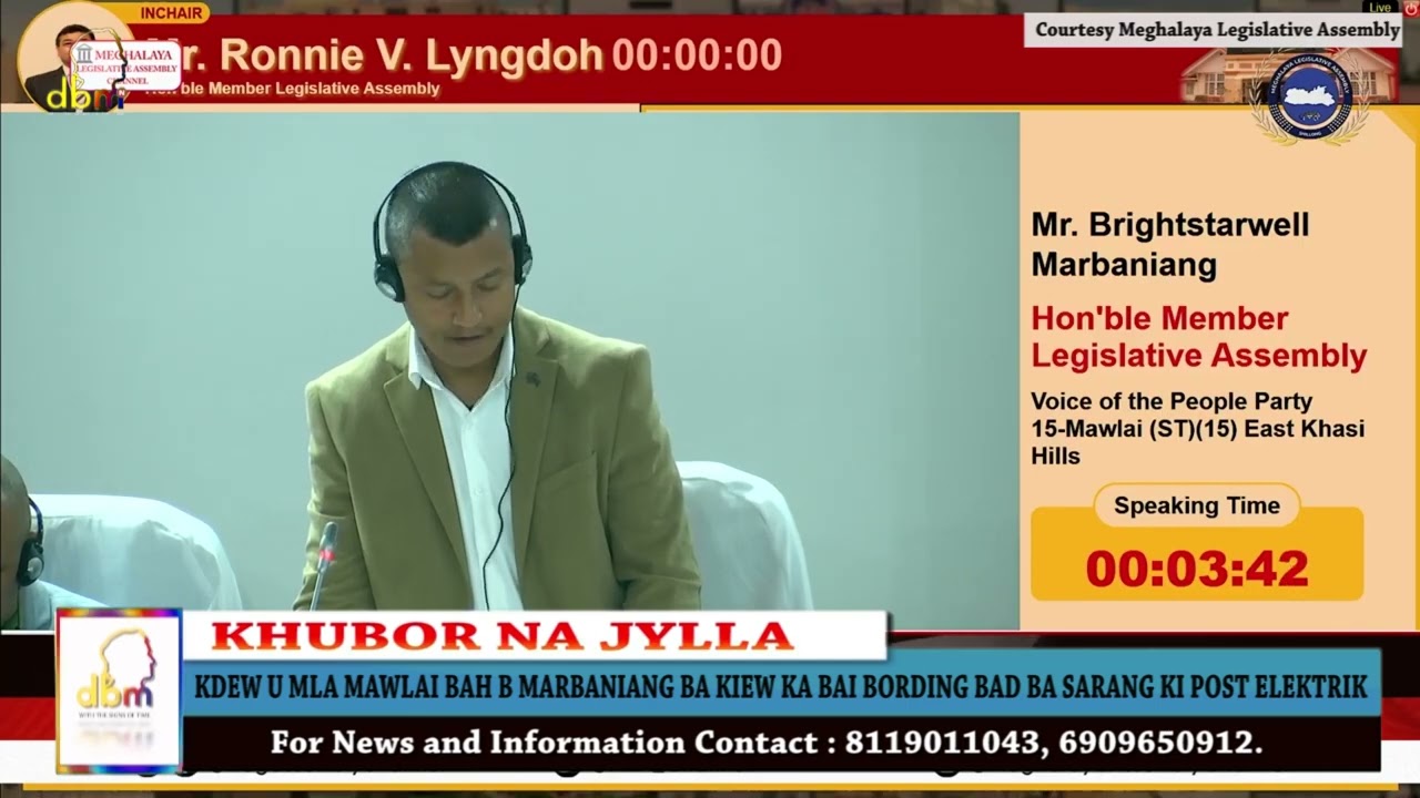 KDEW U MLA MAWLAI BAH B MARBANIANG BA KIEW KA BAI BORDING BAD BA SARANG KI POST ELEKTRIK