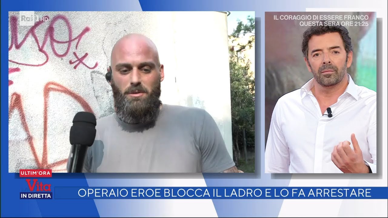 Operaio eroe, blocca il ladro e lo fa arrestare - La vita in diretta 18/05/2022
