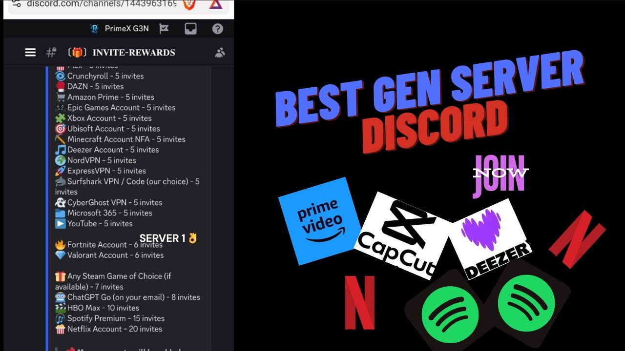 THE BEST DISCORD GEN SERVER IT HAS FREE NETFLIX CRUNCHYROLL SPOTIFY HBO DISNEY+ STEAM AND MUCH MORE!