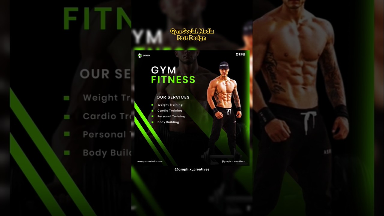 creative social media post design in photoshop #gym