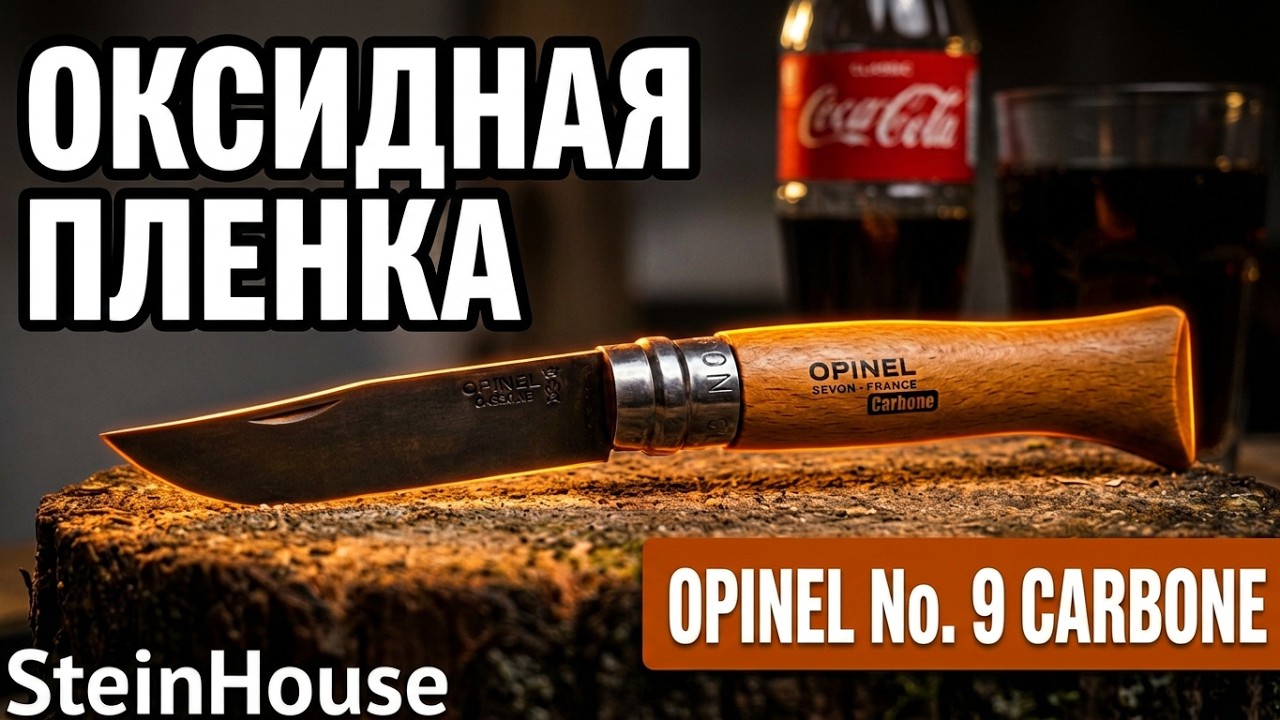 Воронение ножа в Кока Коле. Травление клинка из углеродки Opinel №9 Carbone / SteinHouse