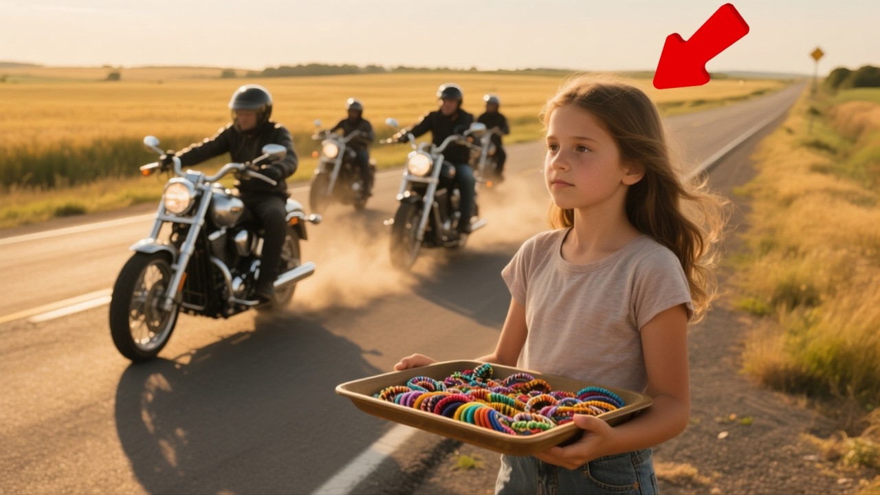 She Waved with a Tray of Bracelets — When the Bikers Saw Her Sign, They All Stopped