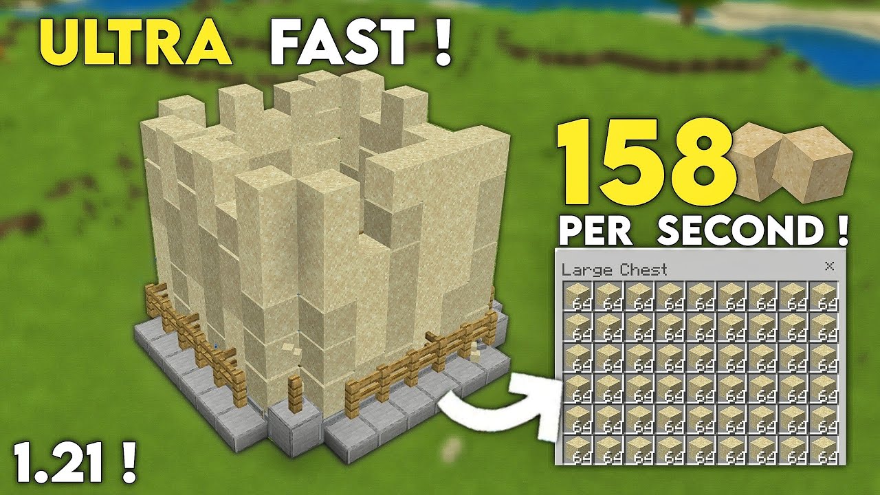 BEST 1.21 INFINITE SAND FARM in Minecraft Bedrock! (158 Sand Per Second)