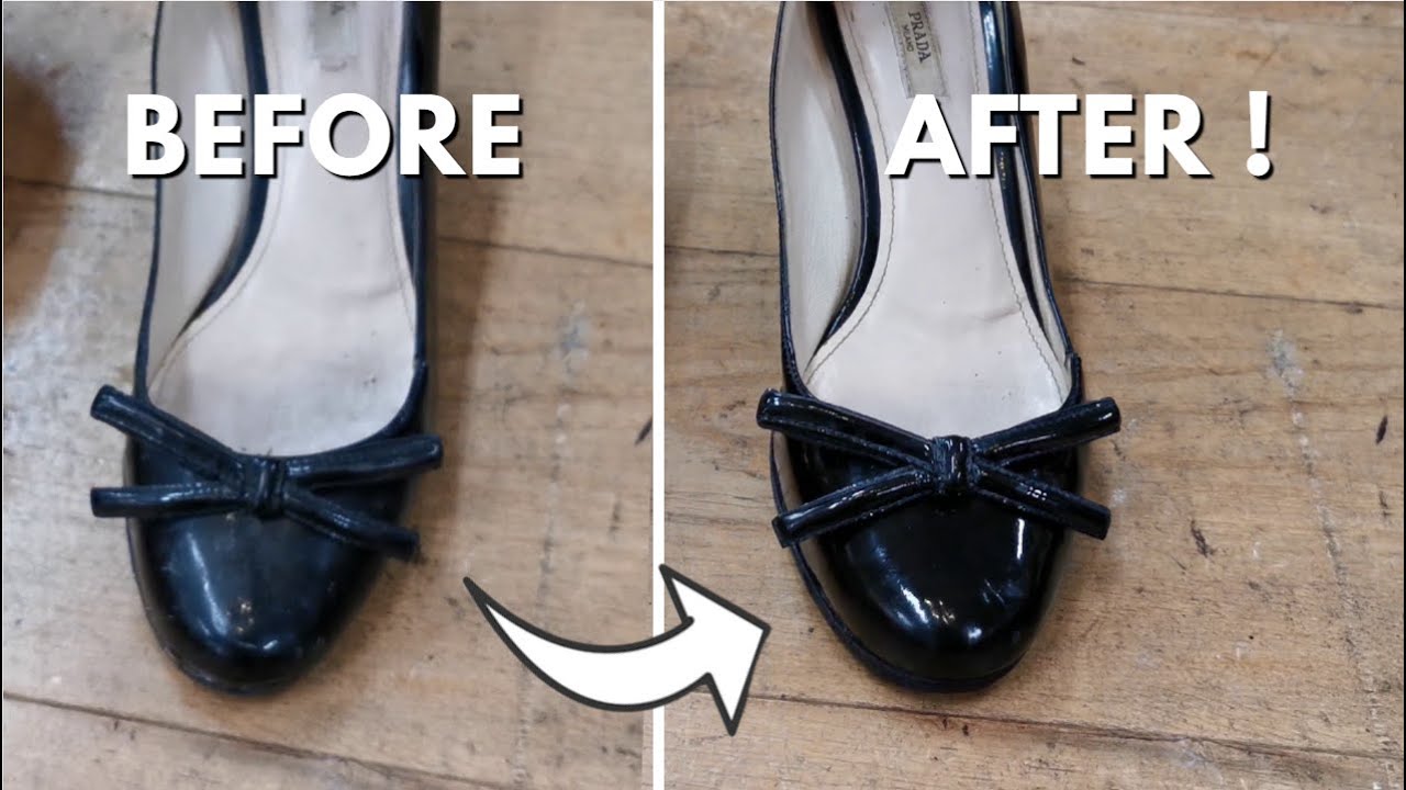 They SHINE again !  PRADA Heels Repair | Shoe restoration & patent leather cleaning