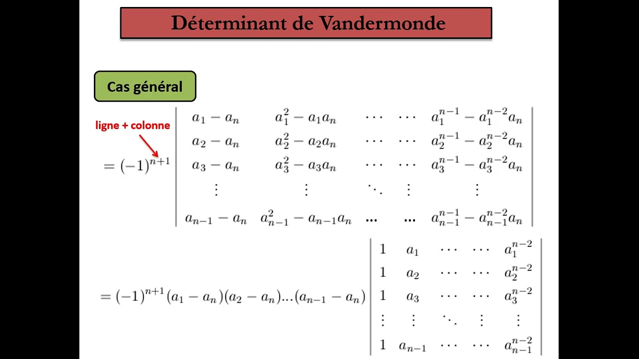 Déterminant de Vandermonde ( Définition, exemple et méthode de calcul )