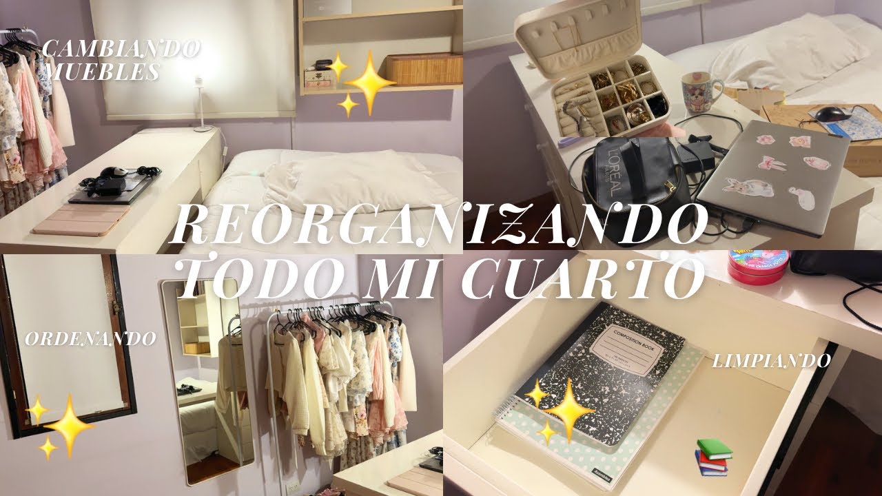 REORGANIZANDO *TODO* MI CUARTO🪞🌸🎀 room tour ordenando, cambiando muebles & escritorio