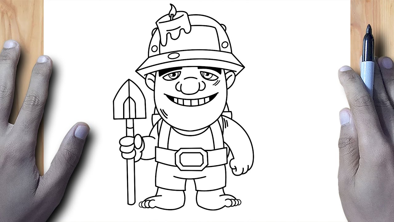 COMO DIBUJAR AL MINERO PASO A PASO - CLASH ROYALE