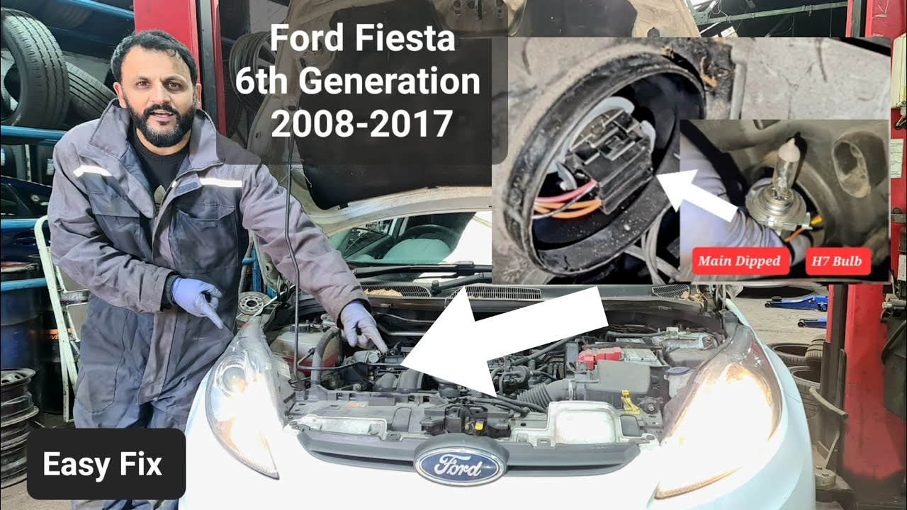 how to change the main dipped beam bulb on Ford Fiesta mk6 #headlight