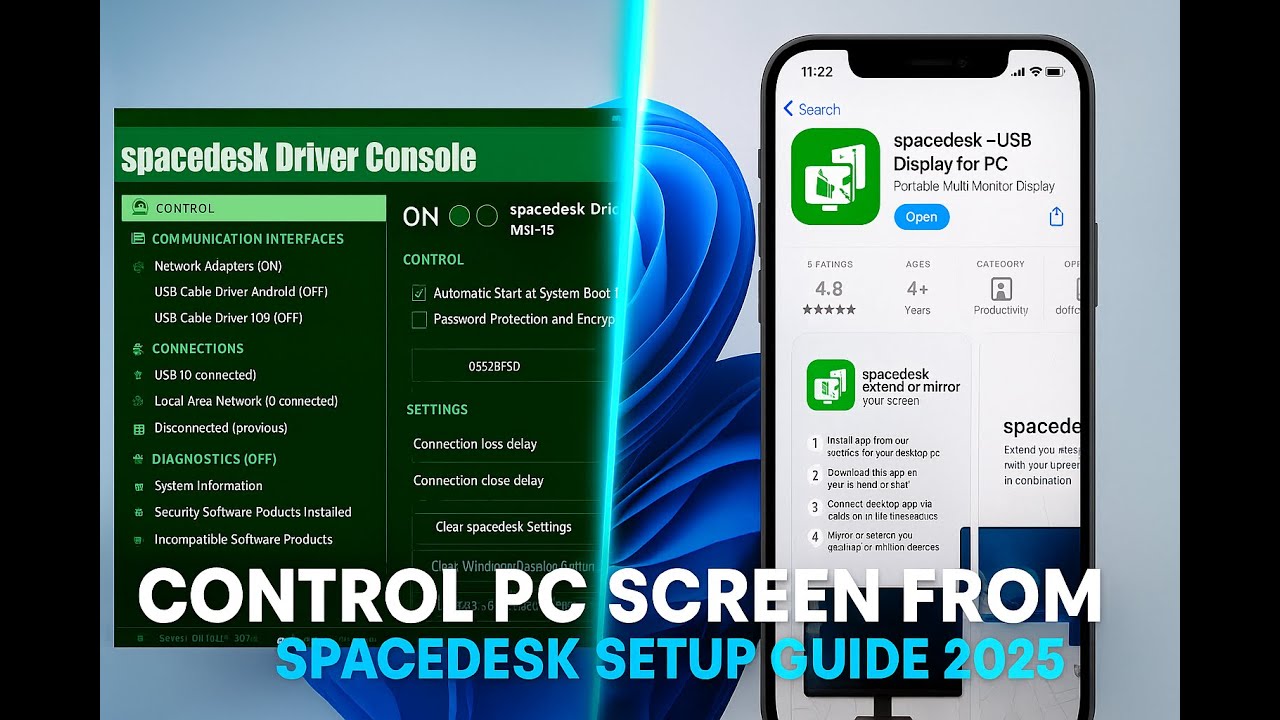 Control Your PC from Phone or Tablet! | SpaceDesk 2025 Full Setup Guide