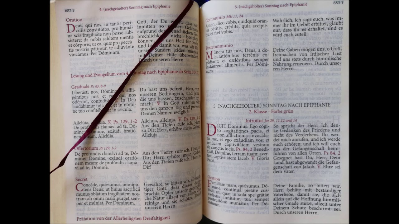 ORATION & TAGESLESUNGEN 5. nachgeholter Sonntag nach Epiphanie (11.11.2018) - FORMA EXTRAORDINARIA