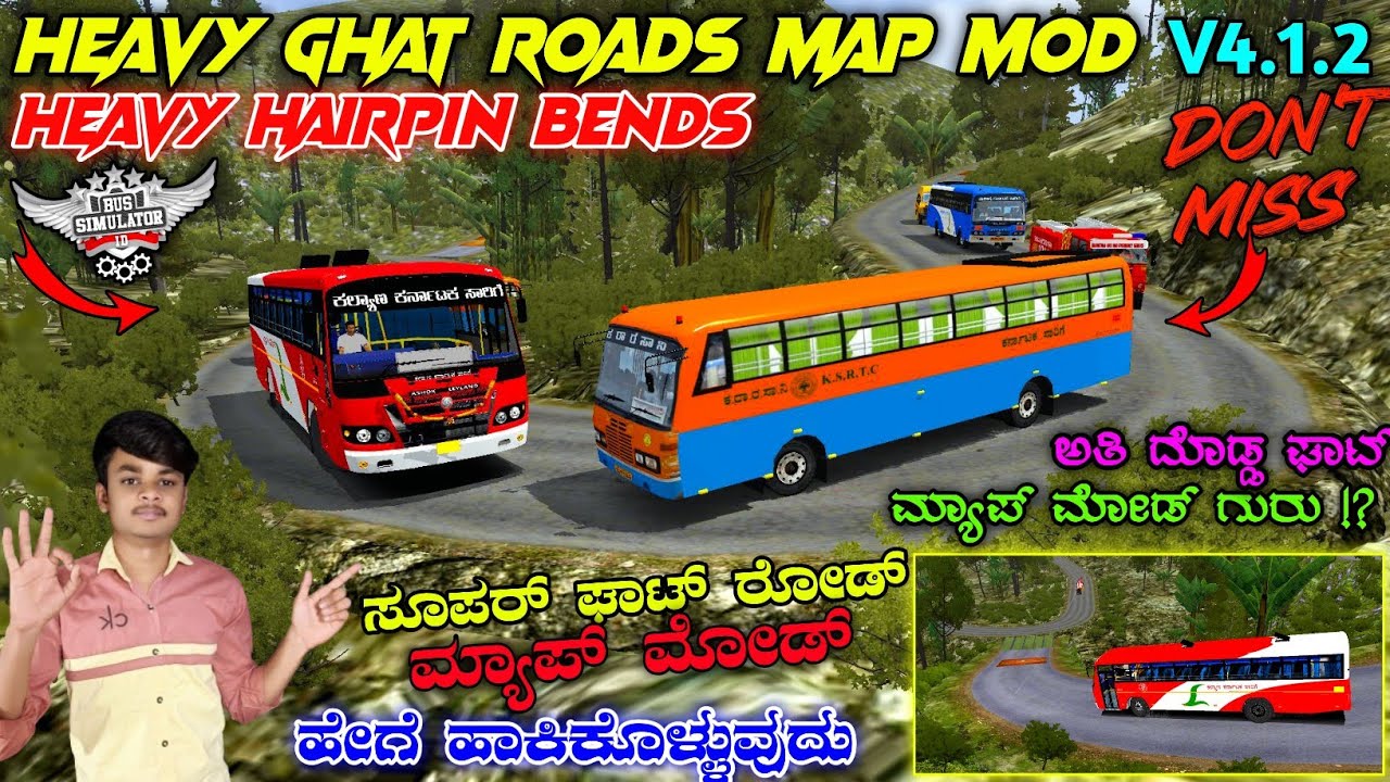 🤩 ಮಸ್ತ್ ಹೇರ್ ಪಿನ್ ಬೆಂಡ್ಸ್ ಇರುವ ಘಾಟ್ ಮ್ಯಾಪ್ ಮೋಡ್ 💥 NEW HAIR PIN BENDS GHAT ROADS MAP MOD IN KANNADA