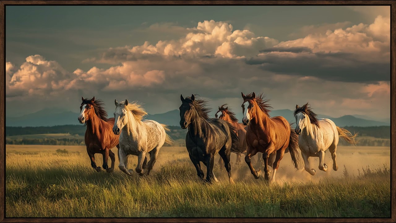 Majestic Wild Horses In Motion | Still Art Screen Saver | 4K