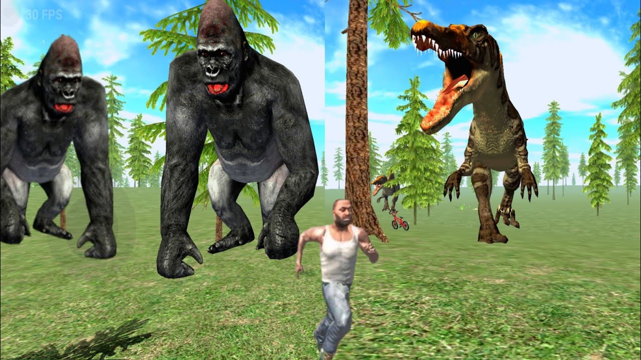 Franklin's Dog Bit A Man And Jurassic Park Dinosaur + Gorilla | Indian Bike Driving 3D