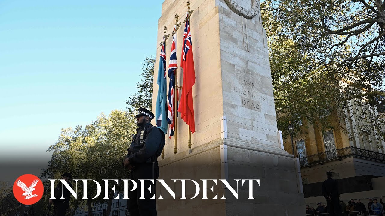 Live: View of Cenotaph in London as Remembrance Day silence held amid protests