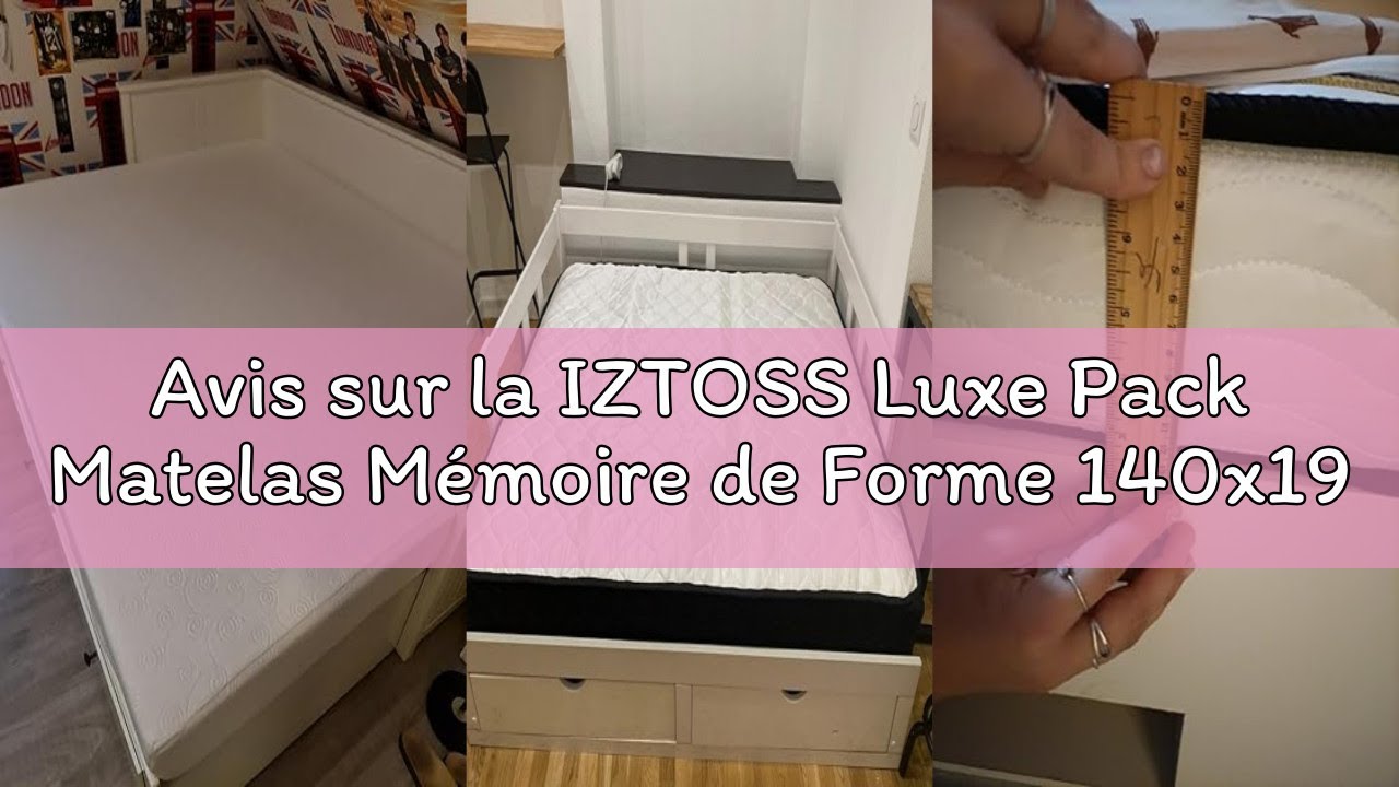 Avis sur la IZTOSS Luxe Pack Matelas Mémoire de Forme 140x190 + 1 Couette 240x220 + 2 Oreillers 60x6