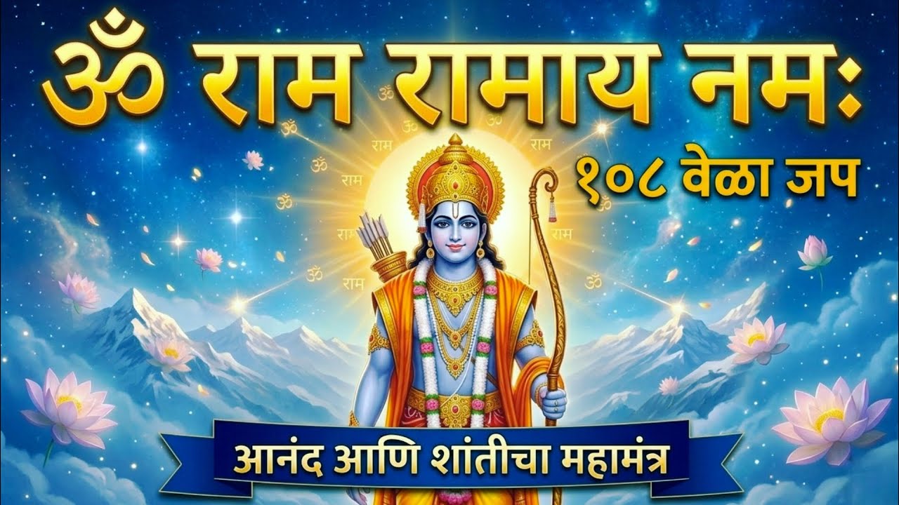 ॐ राम रामाय नमः | १०८ वेळा जप | Shree Ram Mantra​ | मनाला शांती देणारा अत्यंत शक्तिशाली मंत्र 🙏🌸