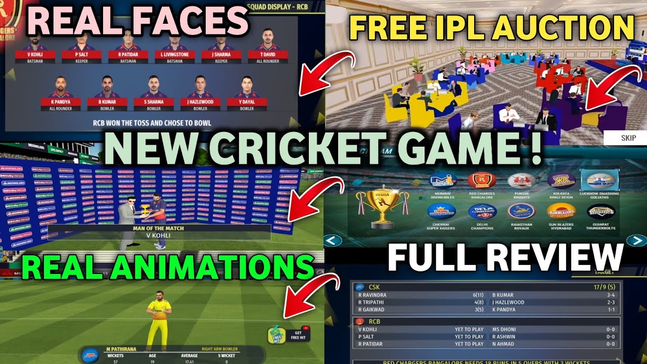 New Cricket Game With Free Ipl Auction & IPL Tournament & Real Faces Full Review!