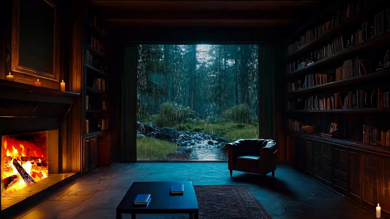 Cozy Rain Loft | Gentle Thunder & Crackling Fire for Emotional Release – Let Go & Heal