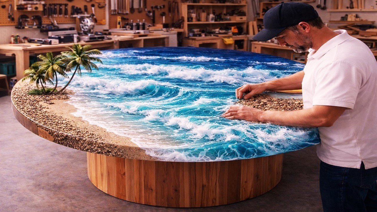 Amazing 3D Ocean Epoxy Table Build | Resin Art and Woodworking