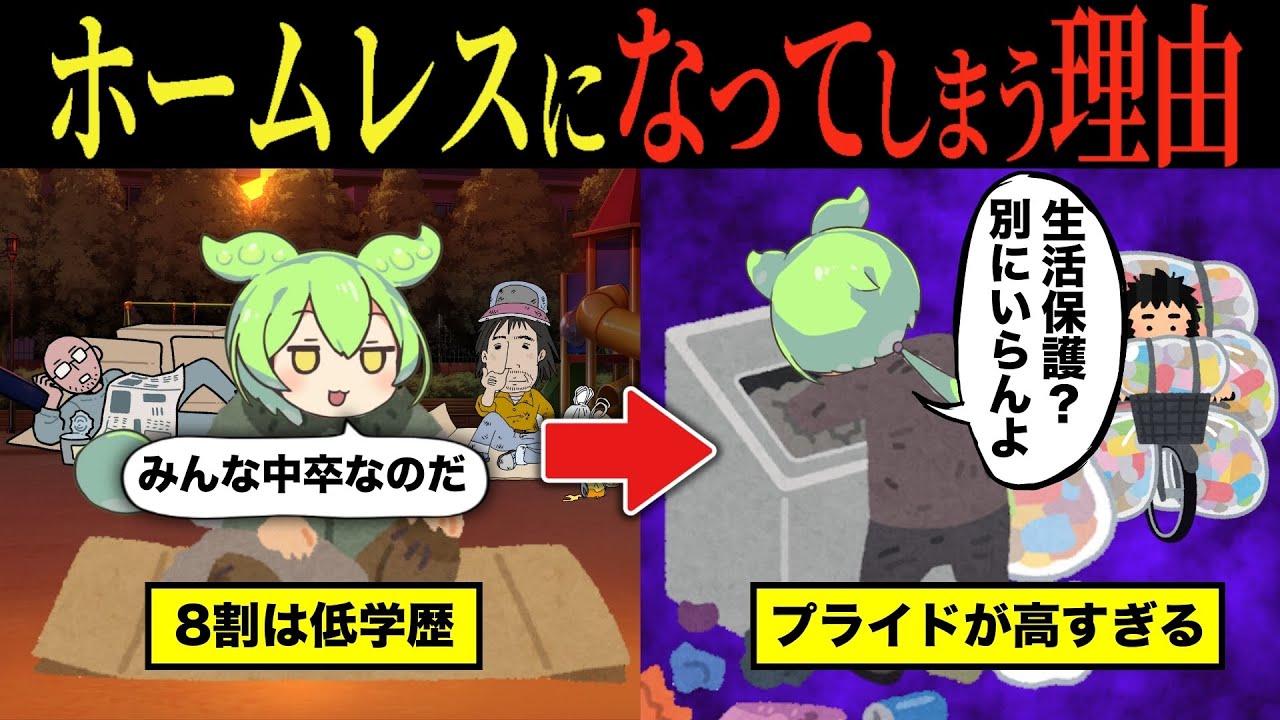 【実話】ホームレスの実態とその価値観とは【ずんだもん&ゆっくり解説】【総集編】
