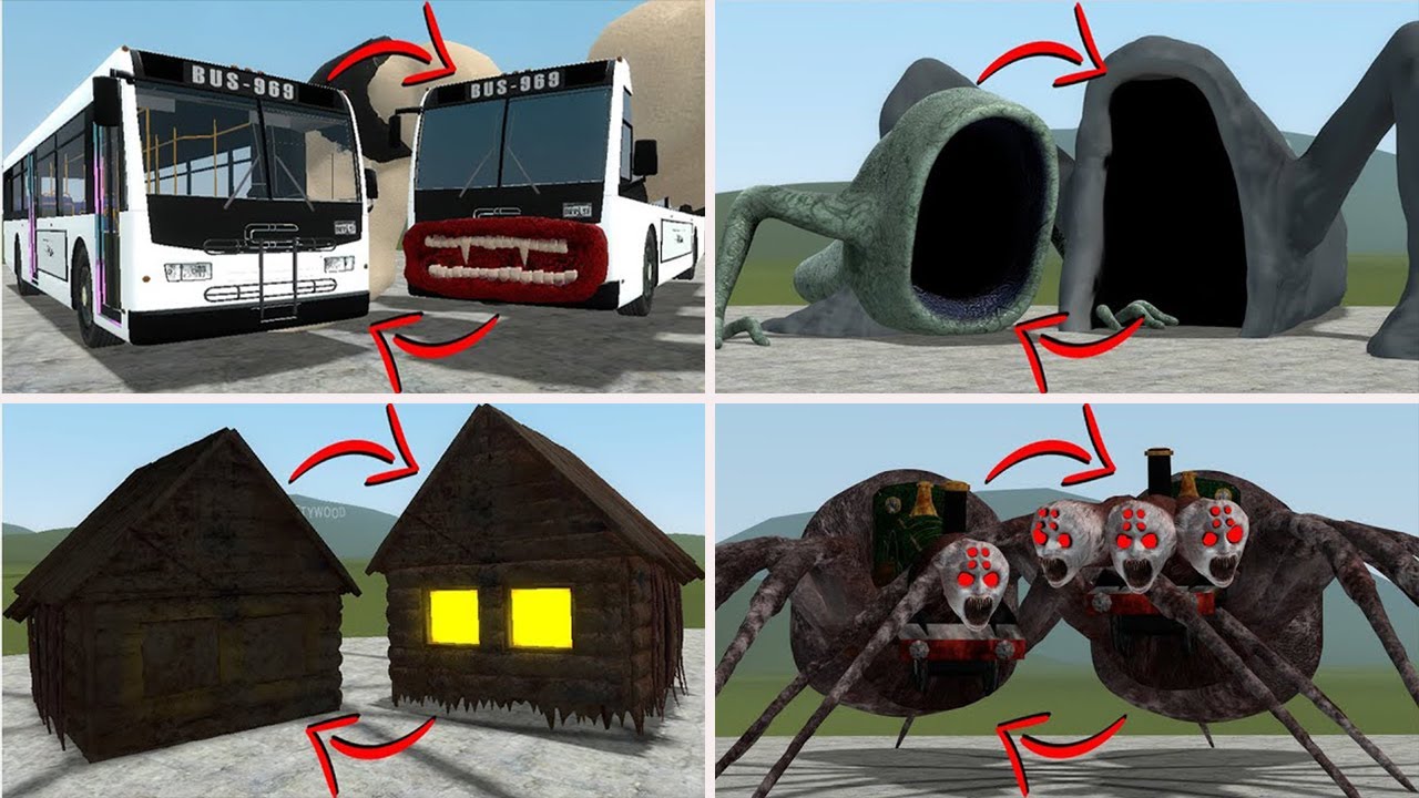 EVERYTHING TURNED INTO MONSTERS: SEA EATER, EMILY TRAIN HYDRA VS ALL TREVOR HENDERSON BATTLE In GMOD
