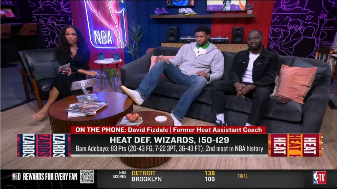 NBA Gametime crew reacts to Bam Adebayo erupting for 83 points in Heat&rsquo;s win over the Wizards