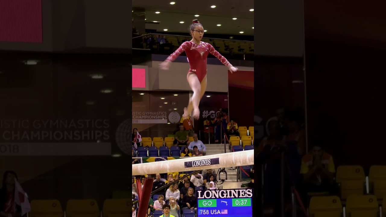 Morgan Hurd Slow Motion Balance Beam Doha 2018 Artistic World Championships All Around Part 4 of 6