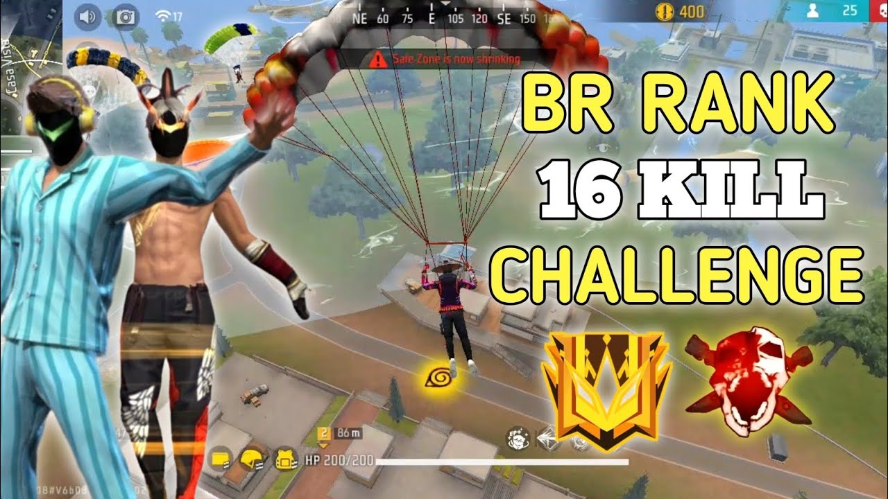 BR rank  এ ১৬ কিল করার চ্যালেন্জ  নিলাম | free fire br rank gameplay.