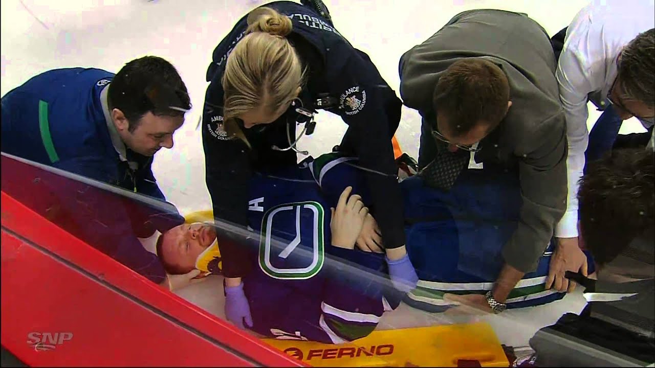 FULL Video: Daniel Sedin Stretchered Off Ice After Paul Byron Hit 04/13/14 [HD]