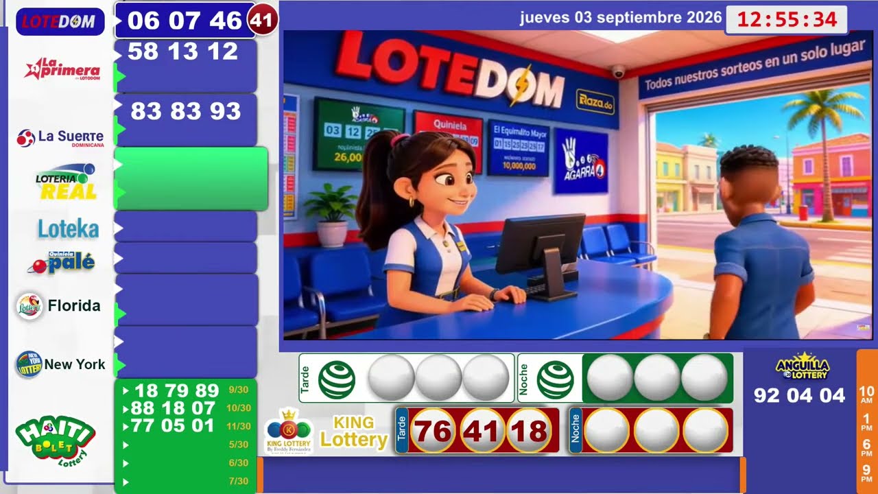🔴 EN VIVO: Loter&iacute;a Real y Anguilla Lottery 12:55 PM | Resultados Hoy Jueves 3 de septiembre 2026