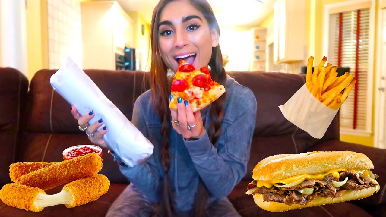 TRYING PIZZA & PHILLY CHEESESTEAKS MUKBANG!!