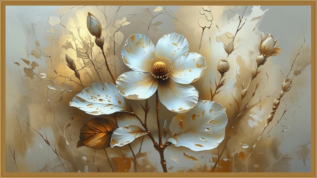 Golden Petal Serenity | 4K Ultra HD Elegant Floral Art for Luxury Home Decor