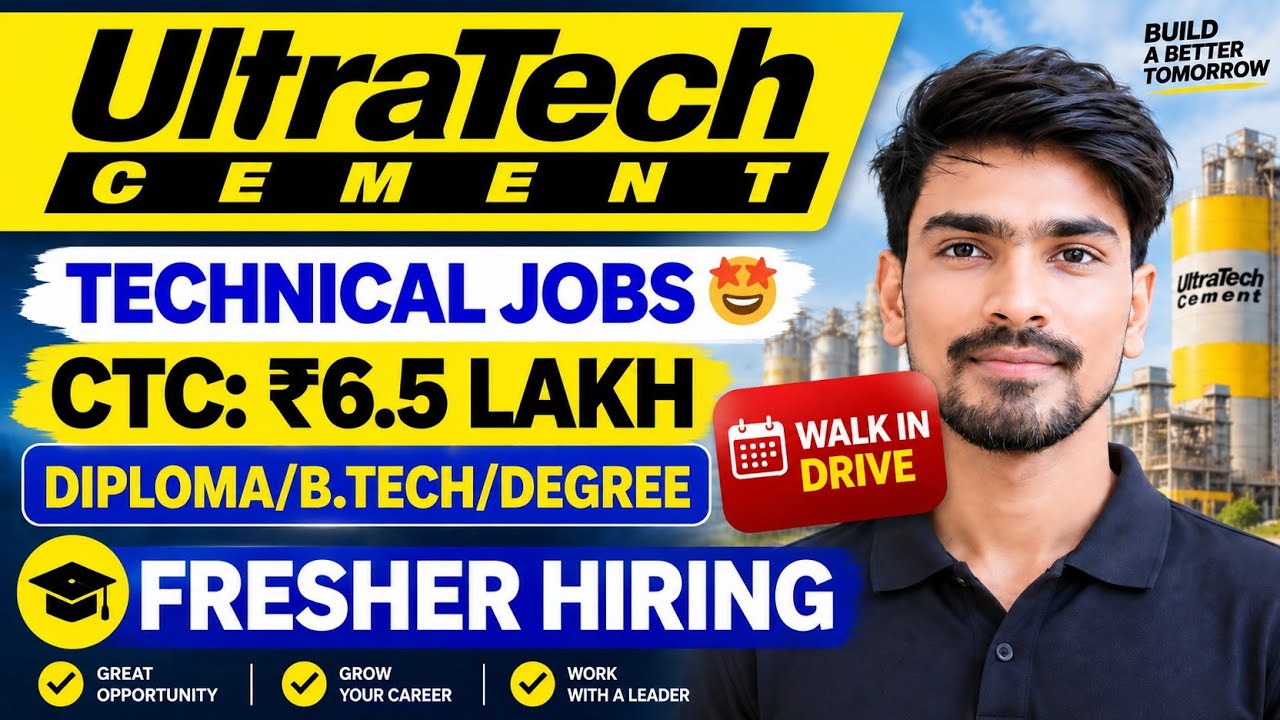 🔥Ultratech Cement Recruitment 2026 | Fresher Job | Diploma/BTech/Degree | Aditya Birla Group Vacancy