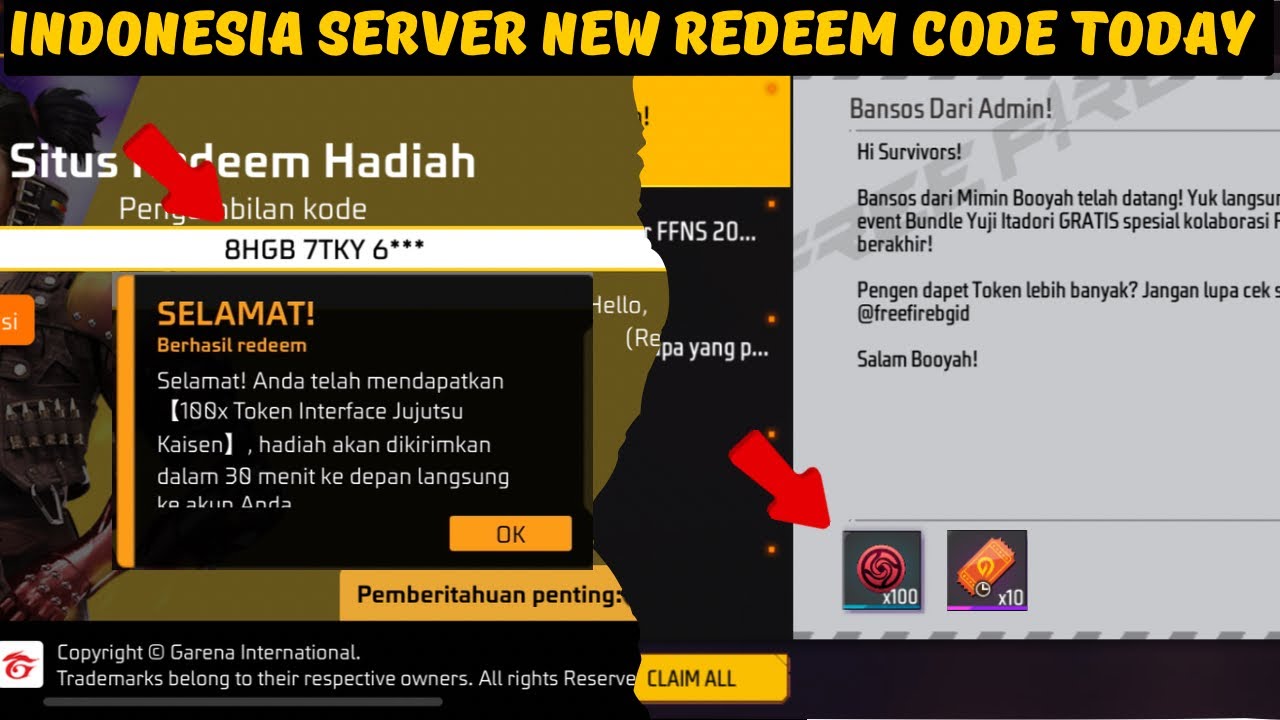 FF Indonesia Server New Redeem Code Today 🔥