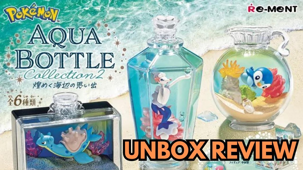 Обзор распаковки бутылочки Re-ment Pokemon Aqua Bottle 2. Распаковка игристых блюд на берегу моря.