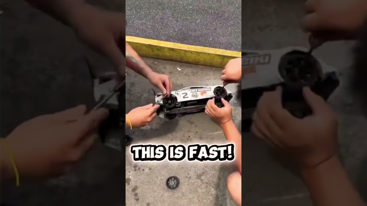 A pit stop of an RC nitro car 