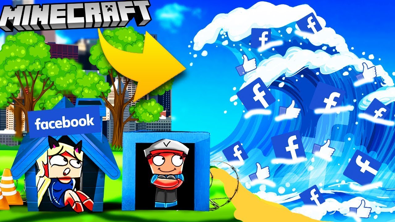 BAZA VS FACEBOOK TSUNAMI - MINECRAFT TSUNAMI CHALLENGE | Vito VS Bella