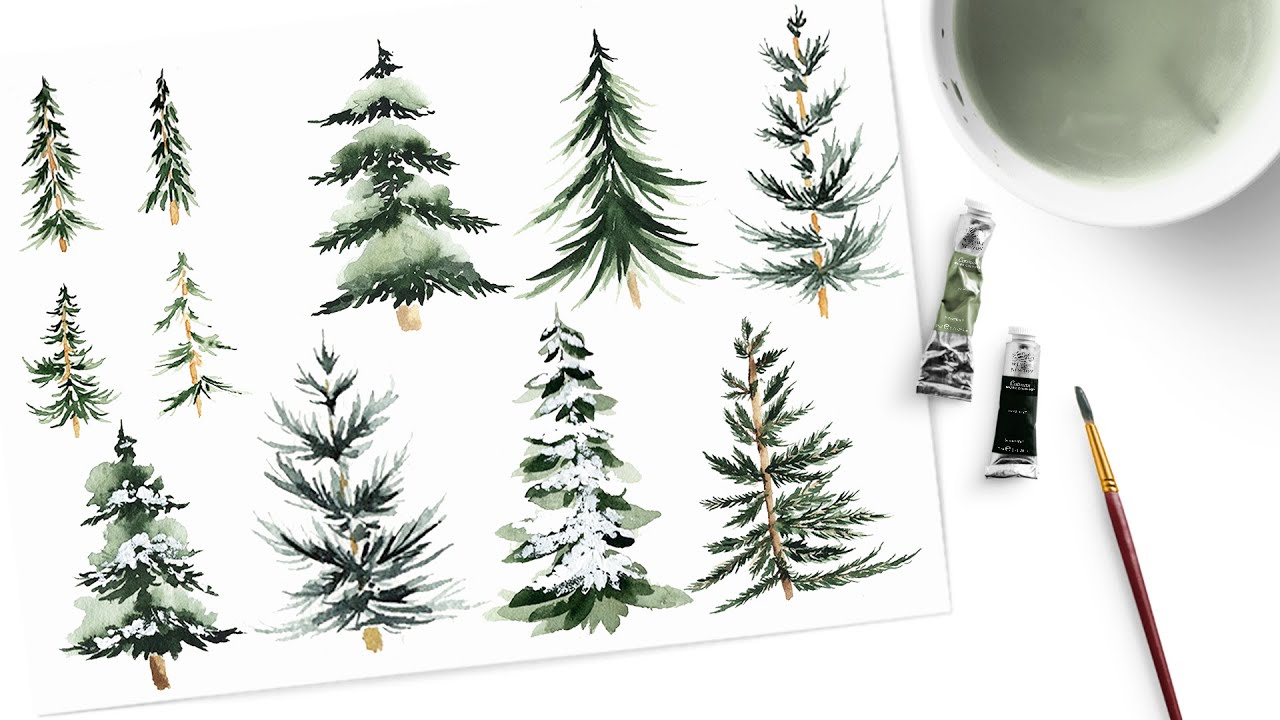 5 Easy Watercolor Christmas Trees | Beginner Tutorial