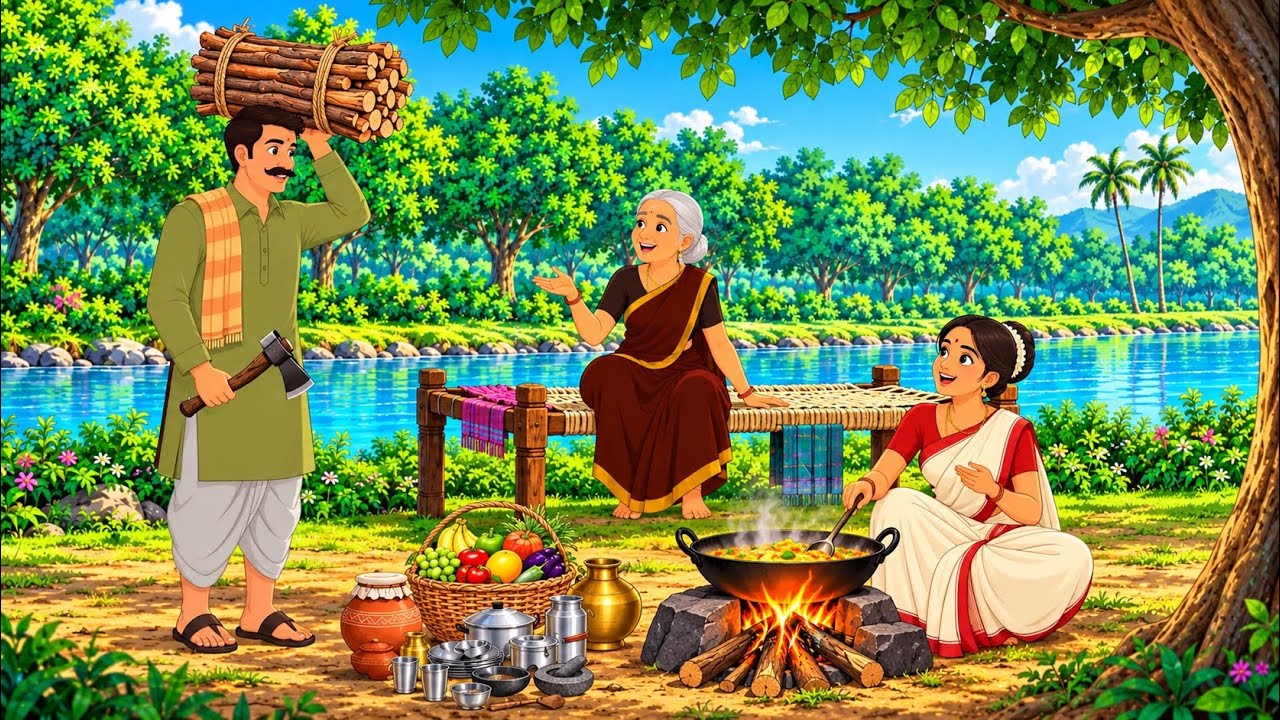 The Poor Woodcutter's Changing Fortune | Hindi Stories | Moral Stories | Cartoon Stories | Hindi ...