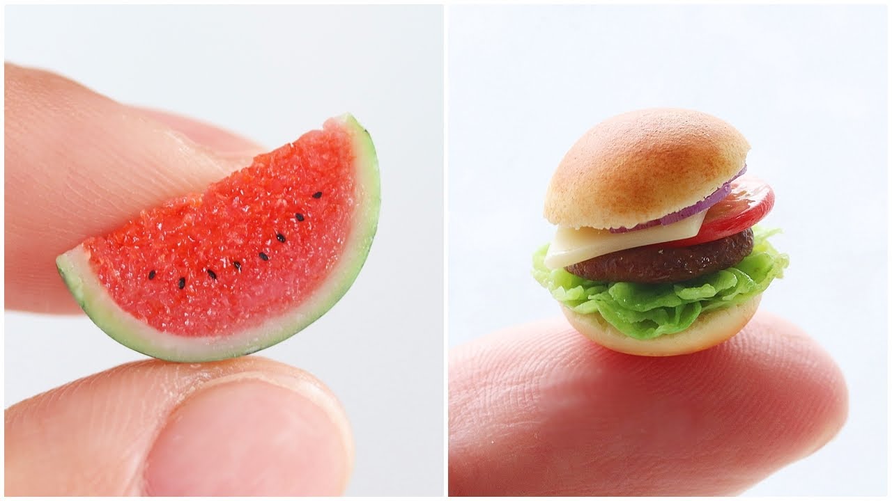 【DIY Miniature】あなたはどれが好き？６種類のミニチュアフードの作り方/ミニチュアすいか作り/6miniature DIY.Watermelon (Fake food)