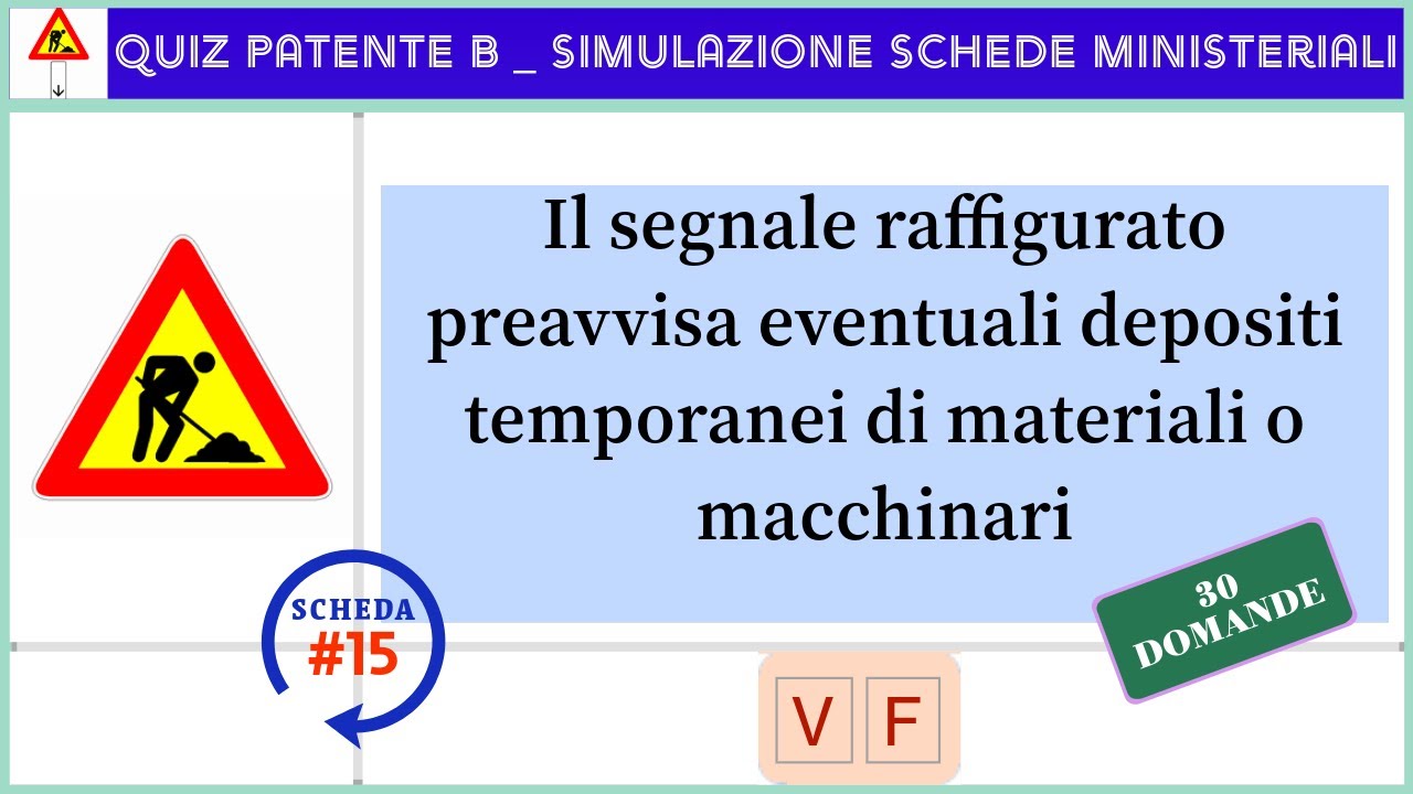 Quiz patente B - Simulazione schede ministeriali #15