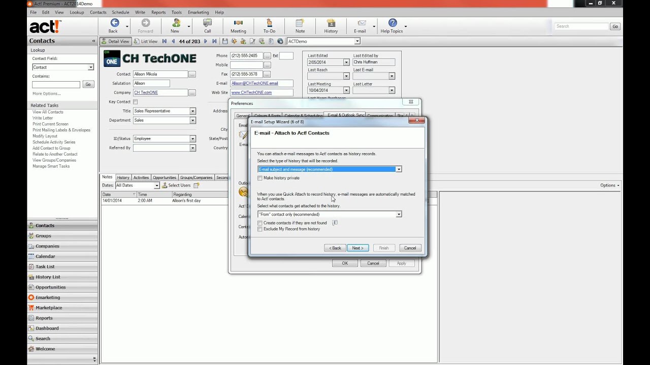 How to setup Email in Act!