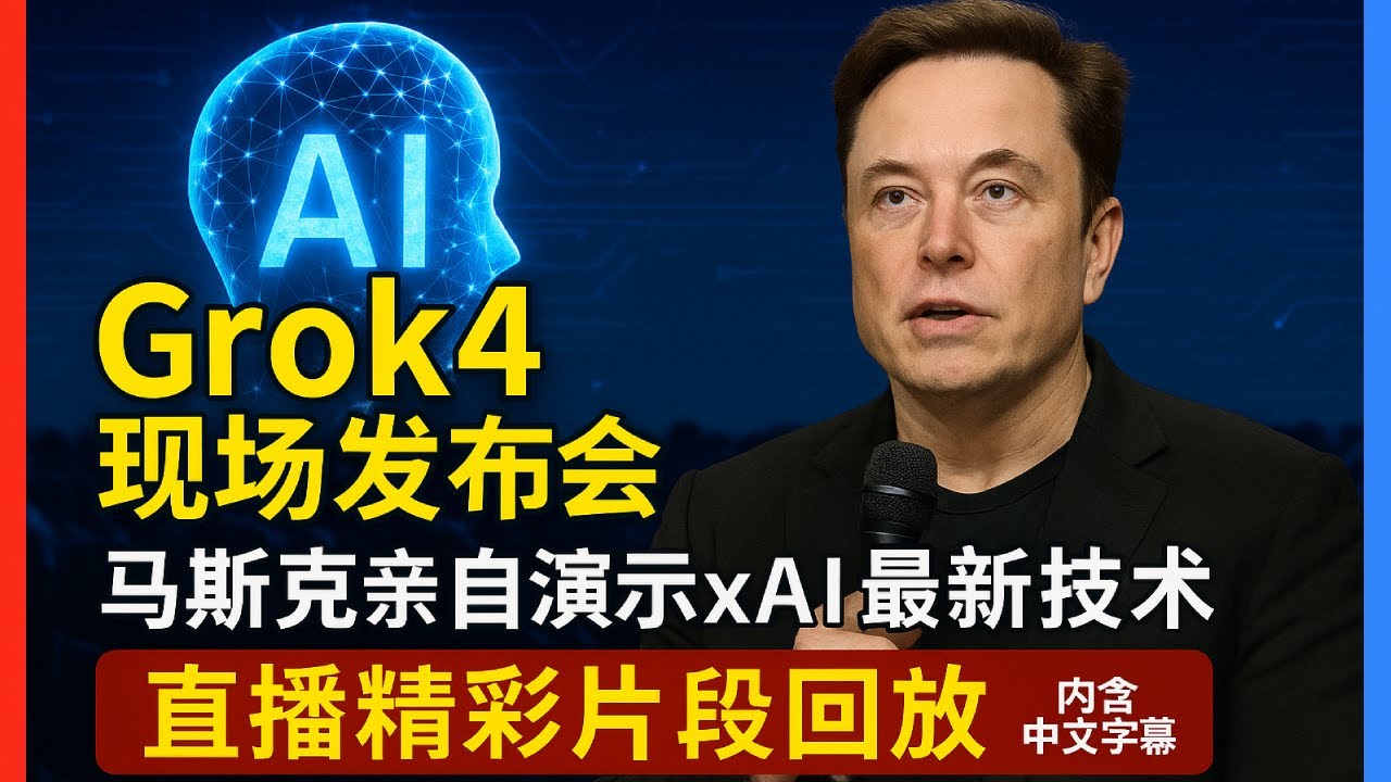 2025年Grok4发布会 | 马斯克亲自演示xAl最新黑科技（直播精彩片段回放，中英双语字幕）