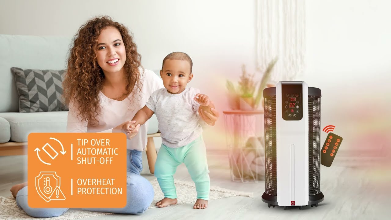 Nyxi | 360&deg; Cylindrical Mica Heater 2200W Silent Heating with Remote & Manual Option 3 Heat Settings