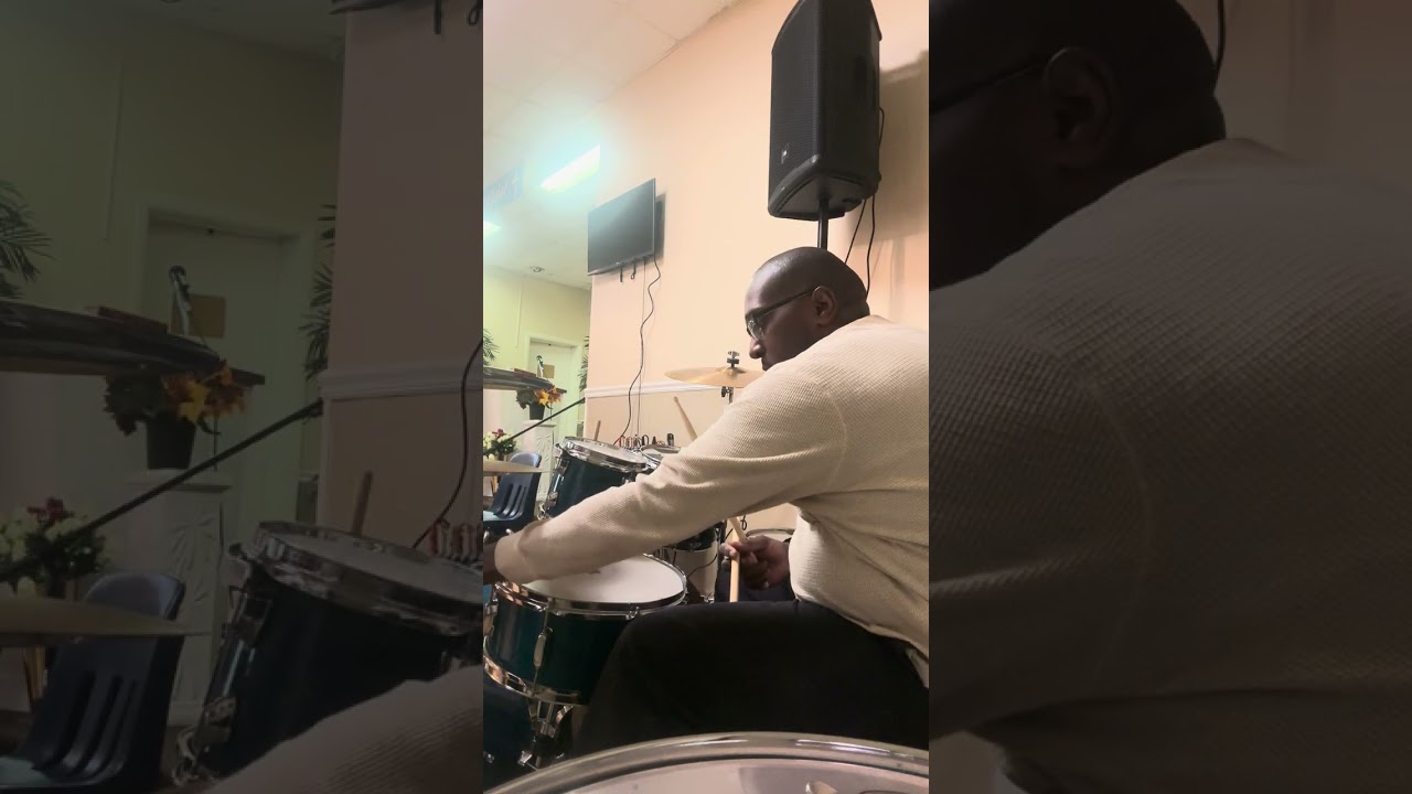 I’m back today drumming praise and worship with Pastor Manning at New-Bethal