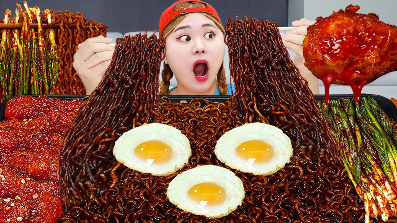 LIVE Mukbang Blackbean Noodle & MALA XIANG GUO TTeokbokki Korean Chicken EATING by HIU 하이유