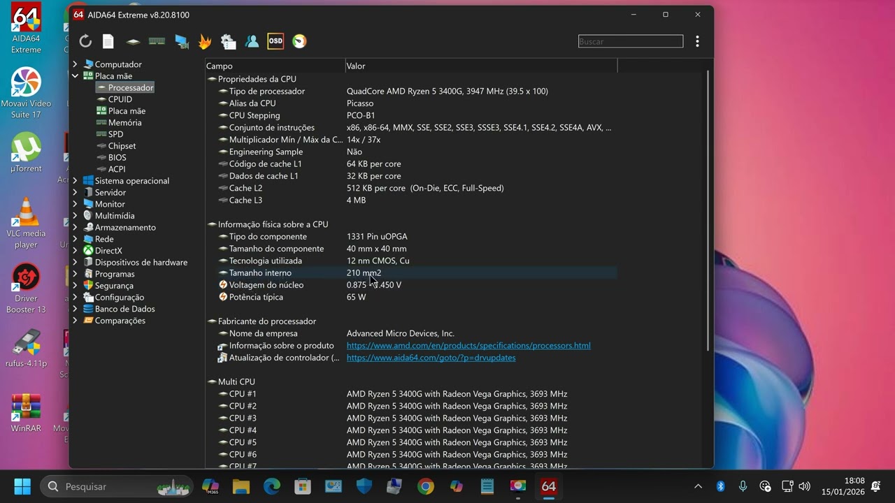 Como ficar por dentro do AIDA 64  V8.20 . 8 100  E TIRA SUAS DUVIDAS